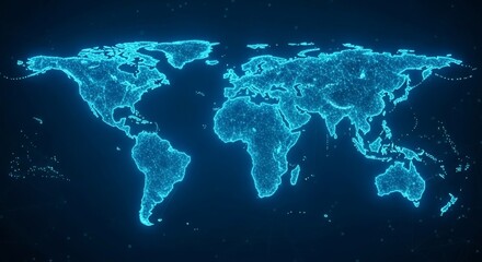 Digital World Map Depicting Global Network Connectivity