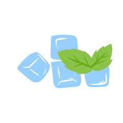 illustration of ice cubes with mint leaves