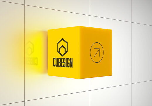 Cube Lightbox Sign Mockup