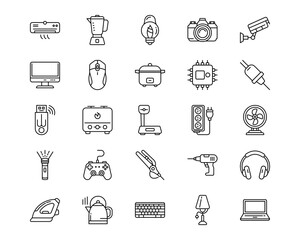 Electronic Devices Line Vector Icons