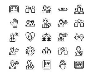 Friendship Line Vector Icons