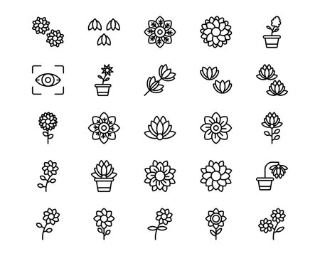 Flowers Line Vector Icons