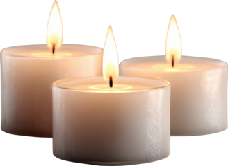 Serene tea light candles with warm glowing flame create calm mood