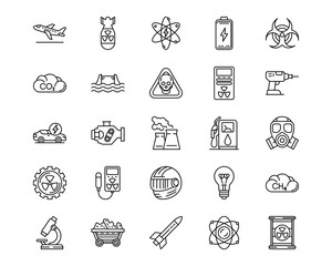 Nuclear Energy Line Vector Icons
