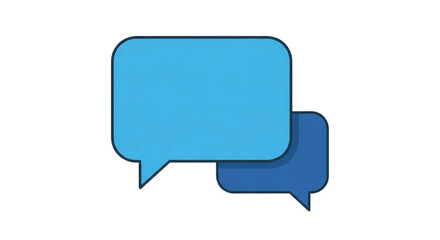 Two blue speech bubbles overlapping on a white background.