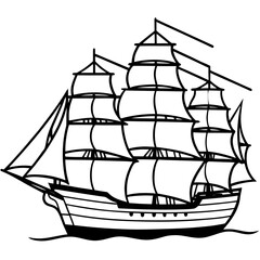 Clipper Ship Line Vector
