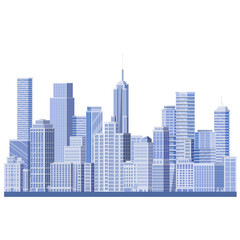 Monochrome isolated cityscape high-rise buildings on white background