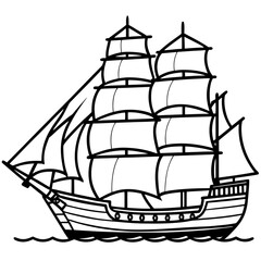 Clipper Ship Line Vector