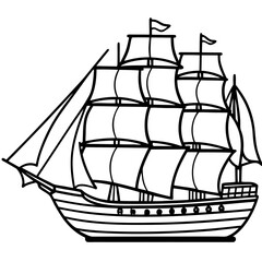Clipper Ship Line Vector