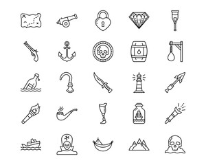 Pirate Line Vector Icons