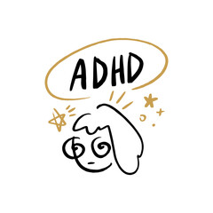 ADHD Illustration doodle style attention deficit hyperactivity disorder vector clipart