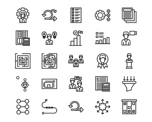 Project Management Line Vector Icons