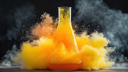 Chemical reaction explosion in lab flask