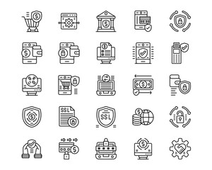 Safe Payment Line Vector Icons