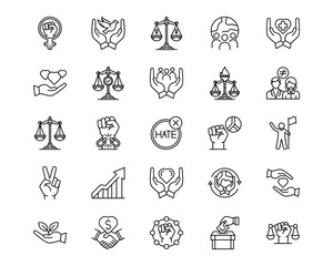 Fototapeta premium Social Justice Line Vector Icons