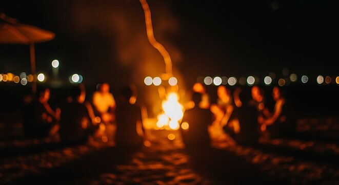 Warm Glow of Friendship Around a Night Bonfire