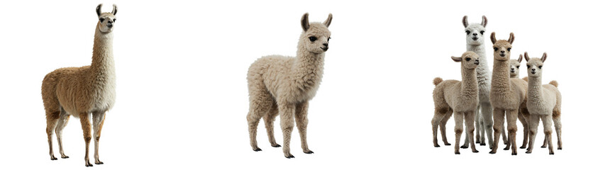 Obraz premium Adorable fluffy llamas gather together showcasing gentle curiosity and soft textures for charming animal content