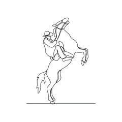 One continuous line drawing of Equestrian activity vector illustration. Equestrian themes illustration in linear style vector concept. Great design for social campaign and animal business purpose.