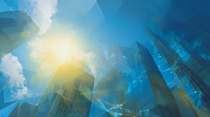 Sunshinea city of modern business and smart digital innovation with a network of interconnected rewards over the cityscape of the future smart wireless digital city and social media network