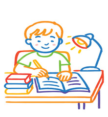 little boy reading a book