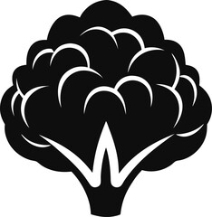 Cauliflower silhouette con vector on white background 
