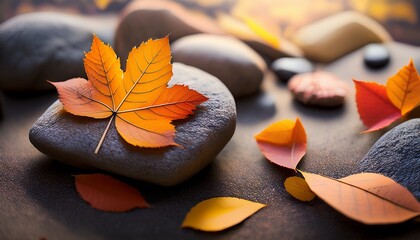 Autumn Leaves Stones Nature