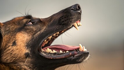 Close Up of Dog Mouth with Teeth and Tongue in Detail