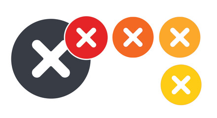 Fototapeta premium Four colored round buttons with a cross mark.