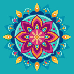 Vibrant geometric flower mandala design