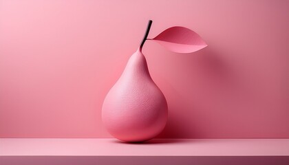 Abstract Pink Shape Resembling A Pear Or Leaf In Minimalist Style