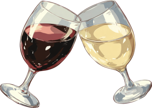 Celebratory clinking red and white wine glass for happy toast - Powered by Adobe