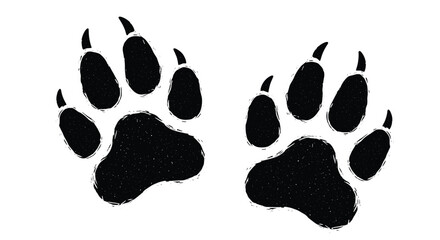 Black paw prints on a white background illustration.