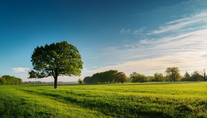 Obraz premium A Tree Is In The Foreground Of A Field With Other Trees In The Background