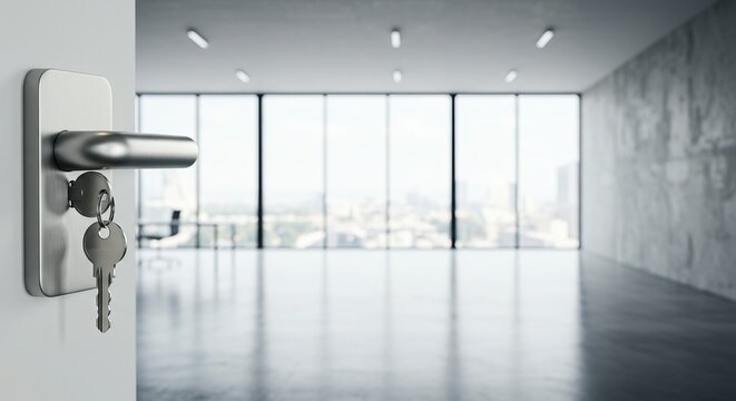 New business venture with office keys in a city with a natural background; ai-creation-2025-09-15T10-51-15-780Z