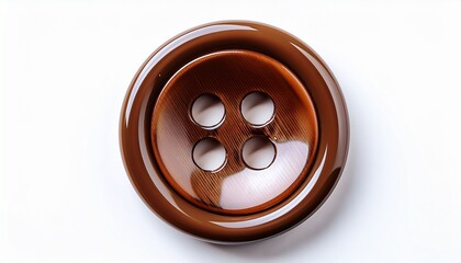 A Round Brown Button With Three Holes Commonly Used For Fastening Clothing