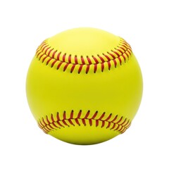 Bright yellow softball isolated on white background