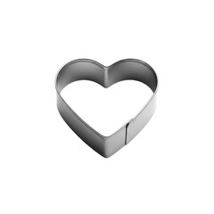 Metal heart shaped cookie cutter isolated on white background