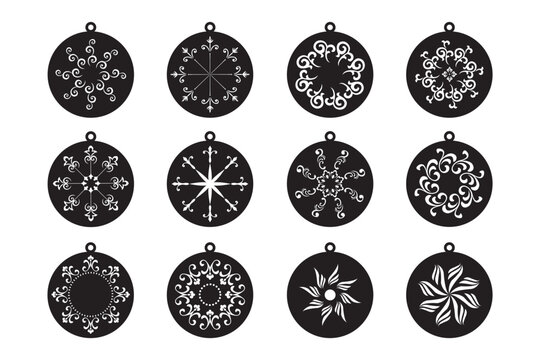 12 Collections Lasercut Design Isolated Black and White Fleur-de-Lis Ornament Pendant. 66