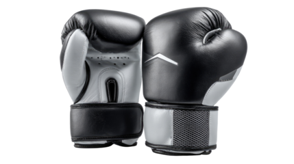 Boxer's Arena: A pair of professional boxing gloves sits on the floor, in the studio. Crafted with expert precision and sturdy materials, poised for action and symbolize the essence of boxing sport.