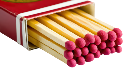 Close Up Matchbox With Wooden Matches And Red Tips
