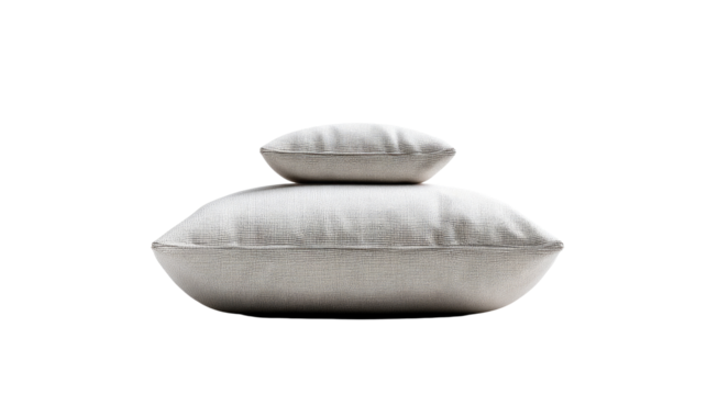 Cozy Comfort: A stack of two soft cushions, arranged to offer a sense of relaxation and comfort, with the potential for a relaxing moment.