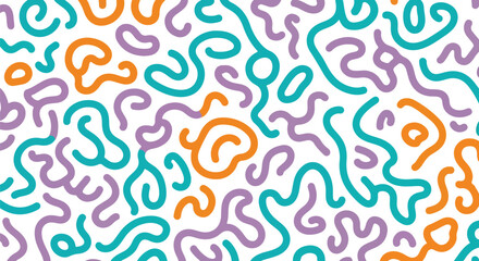 Colorful Abstract Squiggle Maze Style Seamless Pattern for Wrapping Paper, Fabric, Kids Design, Wallpaper and Background Art