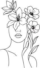 Floral Soul Silhouette — Minimalist Line Art of Human & Nature Fusion