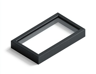 Black rectangular window frame, isometric view