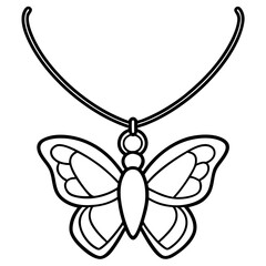 Butterfly Charm Necklace line art vector