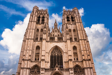 View to cathedral in Brussels city, Belgium