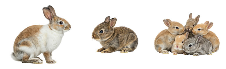 Obraz premium Adorable baby bunnies huddled together, showcasing their soft fur and innocent charm for spring or Easter themes