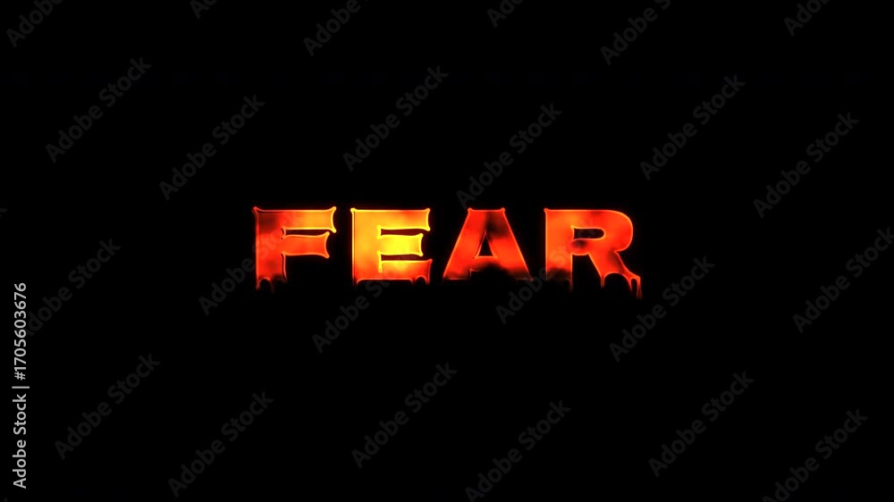 Poster fear fire text animation with transparent background alpha channel prores 4444
