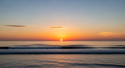Golden Hour at the Beach - A Serene Sunset Seascape.