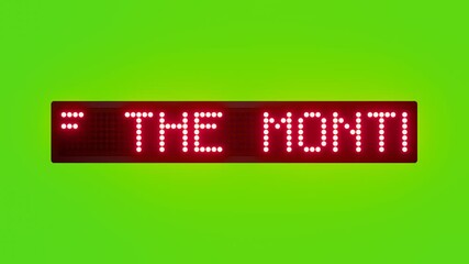EMPLOYEE OF THE MONTH NOTICE Scrolling Red Dot Matrix LED Text Animation on Green Screen Seamless Loop